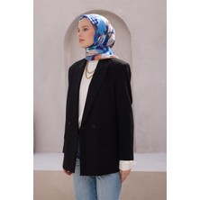 Belli Geometrik Desen Nova Mavi Eşarp 1010