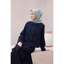 Belli Limon Ipek Eşarp 4212D (Twıll) Mavi - 34