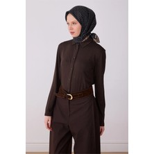 Belli Siyah Klasik Desen %100 Twill Ipek Eşarp 4326-02