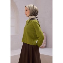 Belli Degrade Desen Ipek Eşarp 4224D (Twıll) Haki - 35