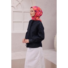 Belli Geometik Desen Ipek Eşarp 4213D (Twıll) Pembe - 81