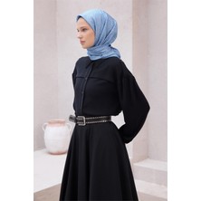 Belli Geometik Desen Ipek Eşarp 4215D (Twıll) Indigo - 08