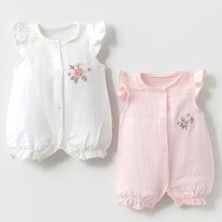 Eylo Bebe %100 Pamuk Kız Bebek Yazlık Tulum Seti 2'li