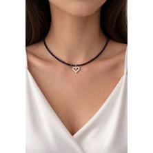 Aurevyn Design Doğal Yıldız Taşı Altın Kaplama Kalp Kolye