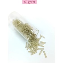 Herşey Trend Herşeytrend Uzun Boru Kesme Boncuk Çap 2mm Uzunluk 10 mm - 60 Gram - Şeffaf Bej - BNC276