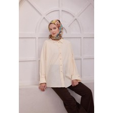 Belli Obje Desen Ipek Eşarp 4216D (Twıll) Vizon - 81