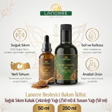 Lanorre Besleyici Bakım İkilisi: Soğuk Sıkım Kabak Çekirdeği Yağı (250 Ml) & Susam Yağı (50 Ml) Analizli,Saf,Katkısız,Çok Amaçlı