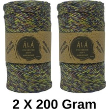 Ala Depo 2 Adet Polyester Soft Makrome Beyaz No:4-2mm 2X200 Gram (Toplam 400 Gram)