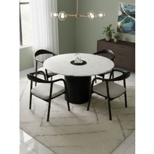 Gazzini Furniture Breeze Mermer Desenli Ahşap Mutfak Masası 120X120
