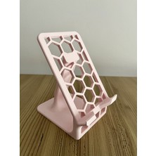 Serüven Telefon Standı - Masa Telefon Tutucu - Tablet Standı - Bal Peteği Tasarım - Pembe