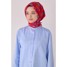 Belli Çiçek Desen Ipek Eşarp 4045D (Twill)-87