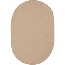 Halımax Lunox Bej Hasır Örgü Çift Taraflı Dokuma Yolluk Jüt Kilim Oval Banyo Paspası