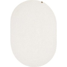Halımax Lunox Beyaz Hasır Örgü Çift Taraflı Dokuma Yolluk Jüt Kilim Oval Banyo Paspası