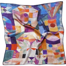 Silqoora %100 Ipek Bandana Fular Art Collection (55X55 Cm)-Paul Klee (A Light City)