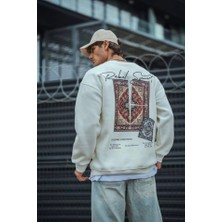 Kendim Fashion Uzun Kol Bisiklet Yaka Baskılı Sweatshirt - Beyaz