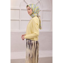 Belli Geometrik Desen Ipek Eşarp 4211D (Twıll) Vizon - 55