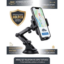 Generic Araç Içi Telefon Tutucu - 360 Derece Döner Başlıklı Vantuzlu Cam ve Torpido Uyumlu
