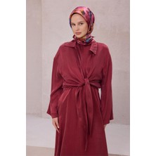 Belli Fuşya Obje Desen %100 Twill İpek Eşarp 4216 - 52