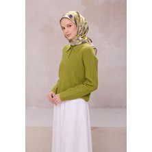 Belli Obje Desen Ipek Eşarp 4216D (Twıll) Yeşil - 83