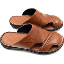 Deri Tarz Hakiki Deri Ortopedik Masajlı Hafif Erkek Terlik