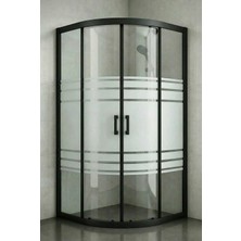 Durul Duşakabin Oval 5 mm Trio Desen Temperli Cam Siyah Profil 190 cm