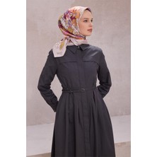 Belli Çiçek Desen Ipek Eşarp 4220D (Twıll) Gri Pembe - 31