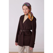 Belli Mor Çok Renkli Obje Desen %100 Twill Ipek Eşarp 4300-82