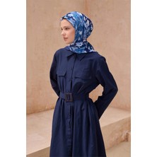 Belli Çiçek Desen Premıum Soft Saks Eşarp 7