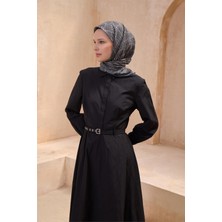 Belli Geometrik Desen Premıum Soft Siyah Eşarp 10