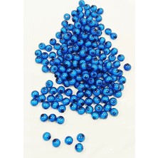 Herşey Trend Herşeytrend Yuvarlak Boncuk Içten Boncuklu Bileklik Çanta Boncuğu 8 mm 50 gr Mavi - BNC468