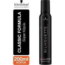 Schwarzkopf Silhouette Süper Tutucu Hacim Verici Köpük 200 ml Siyah Renkli Yüksek Tutuculuk