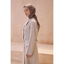 Belli Geometrik Desen Premıum Soft Kahve Bej Eşarp 12