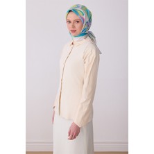 Belli Gri Çok Renkli Soyut Desen %100 Twill Ipek Eşarp 4318-01
