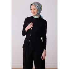 Belli Yeşil Obje Desen %100 Twill Ipek Eşarp 4316-82