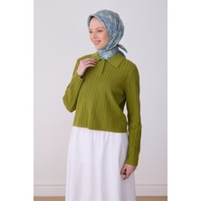 Belli Mavi Çok Renkli Obje Desen %100 Twill Ipek Eşarp 4313-51