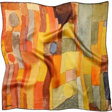 Silqoora %100 Ipek Bandana Fular Art Collection (55X55 Cm)-Paul Klee (Gece Çiçekleri)