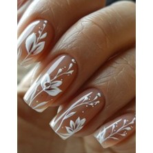 Kurbaa 5 D Kabartmalı 45 Adet Kabartmalı Bahar Yaprak Desenli Kendinden Yapışkanlı Tırnak Çıkartmaları