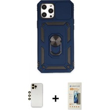 Marsilyan™- iPhone 12 Pro Max Kılıf Ahenk Klasik - Siyah 6d Mat Seramik Hayalet Nano Ekran Koruyucu + Gold Shine Kamera Lens