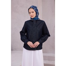 Belli Obje Desen Ipek Eşarp 4205D (Twıll) Lacivert - 84