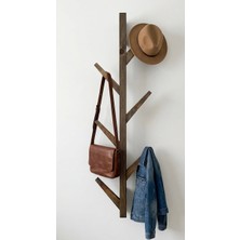 O&a Wood Doğal Ahşap Vestiyer, Dekoratif 6 Askılı Portmanto, Vintage Elbise Askısı Ceviz