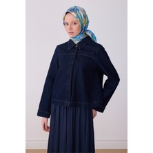 Belli Turkuaz Çok Renkli Çiçek Desen %100 Twill Ipek Eşarp 4315-83