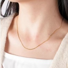 Kurbaa 316L Paslanmaz Çelik 45 cm Ince Halat Zincir Kolye