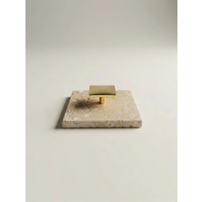 Faralya Home Doğal Traverten Mermer Banyo Gider Kapağı 10X10 cm Gold Kulp