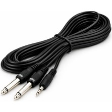 MN6 MN166G 3.5mm Stereo To 2x6.3mm Mono Erkek Ses Kablosu 3 Metre – Gitar, Amfi ve Mixer Uyumlu