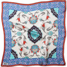 Silqoora %100 Ipek Bandana Fular Art Collection (55X55 Cm)-Çini (Şemse-I Mai)