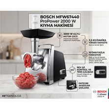 Bosch 2000 Watt Motor Gücü ve Kolay Kullanım Özellikleri ile MFW67440 Kıyma Makinesi