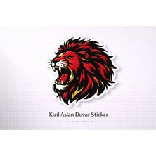 Eseran Print Kızıl Aslan Duvar Sticker Büyük Boy Dekoratif Duvar Çıkartması Renkli Aslan Figürlü Sticker