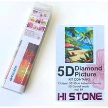 NT Boncuklu Taşlı Pano Çocuklar Için Mozaik Elmas Goblen Diamond Tablo 30 x 40 cm Tropikal Sahil
