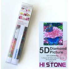NT Boncuklu Taşlı Pano Mozaik Elmas Goblen Diamond Tablo 50 x 40 cm Çiçek' De Kelebek