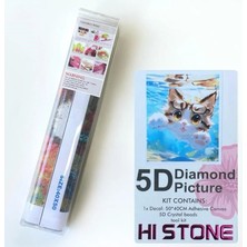 NT Boncuklu Taşlı Pano Mozaik Elmas Goblen Diamond Tablo 50 x 40 cm Yüzen Kedi